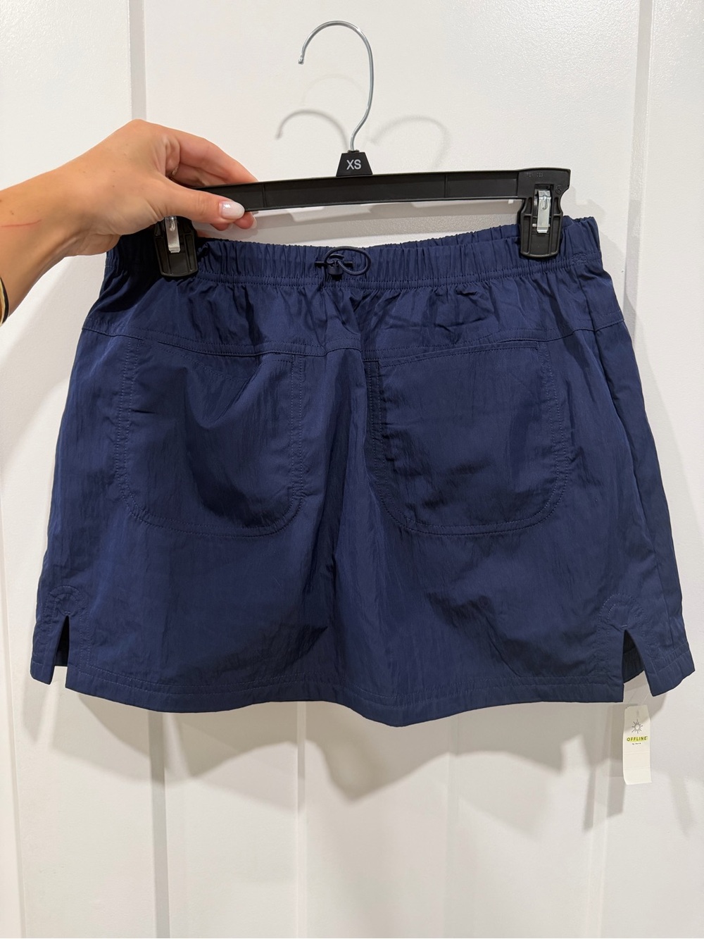 Navy Elastic-Waist Skort with Front Pockets